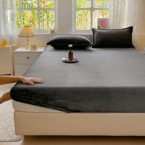 Spannbettlaken/Spannbetttuch 90/100/120/130/140/150/160/170/190 Matratzenschone Bettlaken 30cm Extra Tiefe Taschenlaken Atmungsaktiv Waschbar Milchsamt Spannleintuch Spannbetttücher (140x190cm,Ga) von LGQLYH