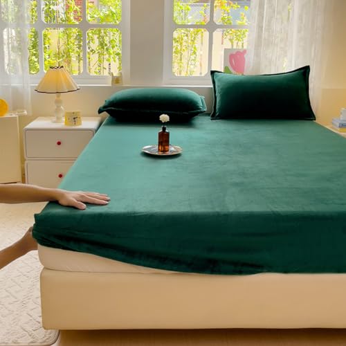 Spannbettlaken/Spannbetttuch 90/100/120/130/140/150/160/170/190 Matratzenschone Bettlaken 30cm Extra Tiefe Taschenlaken Atmungsaktiv Waschbar Milchsamt Spannleintuch Spannbetttücher (152x203cm,G) von LGQLYH