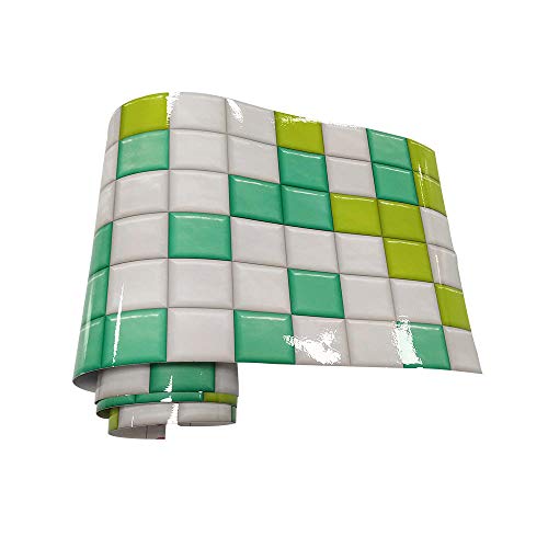 Tapetenbordüre selbstklebend grün weiß Mosaik Vinyl Fliesen Bordüre Aufkleber Küche Badezimmer dekorative Bordüre 20 x 240 cm von LGVXSRTYU