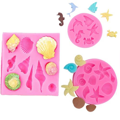 3PCS 3D Silikon Backform Seashell und Conch Meer Tierform Silikonformen Fondant Kuchen dekorieren Schokoladenform DIY handgefertigt Tools für Jelly Sugar Candy von LGWJHCY