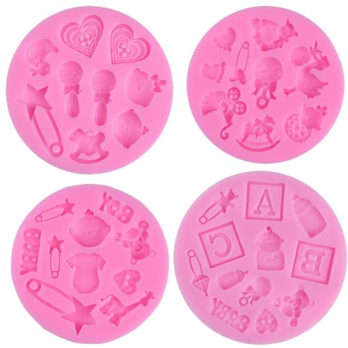 4PCS Baby Shower Theme Fondant Molds,Silikonform Schokolade Süßigkeiten Fondant Form 3D Backform Kuchen Dekorieren Werkzeuge DIY Silikon Backen Fondant Formen 4PCS Baby Shower Theme Fondant Molds,Silikonform Schokolade Süßigkeiten Fondant Form 3D Backform Kuchen Dekorieren Werkzeuge DIY Silikon Backen Fondant Formen von LGWJHCY