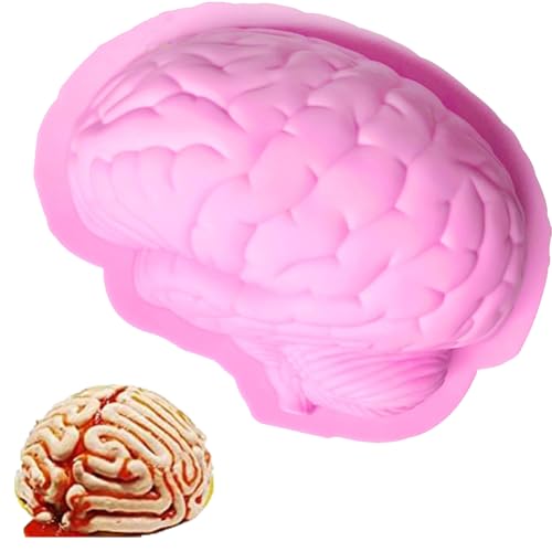 Gehirn Silikonform,8.5'' Silikon Halloween Backform Gehirn Form Kuchenform Lustige Backform für Pudding, Kuchen, Schokolade von LGWJHCY
