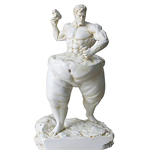 LGYKUMEG Abnehmende Männlicher Gott Skulptur Deko,Abstrakte Modern Design Harz Figur,Höhe 15cm,Fat Mann Statue Dekorationen für Schlafzimmer Restaurant,Tisch, Arbeitsplatte,Yoga Gymnasium,Weiß von LGYKUMEG