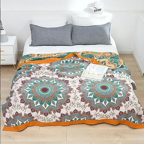 LGYKUMEG Decke Baumwolle Boho 150 * 200cm,Decke Boho Style Tagesdecke,gewebte Decke,sommerdecke,Atmungsaktiv und Weich Sofaüberwurf Leichte Bequeme Universale Dece für Ganze Saison,H,150 * 200cm von LGYKUMEG