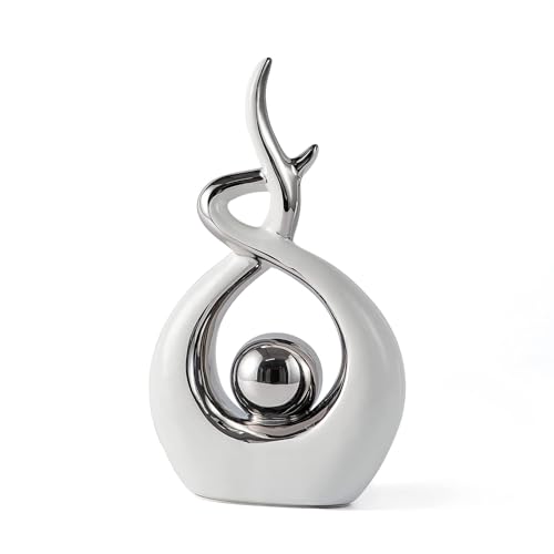 LGYKUMEG Keramik Dekorationsobjekt Silber, Home Deko Wohnzimmer Modern Abstrakte Skulptur Deko,Stilvolle Spirale Deko aus Keramik,für Tischdekoration Büro Wohnung Skulpturen Und Statuen,Silver-S LGYKUMEG Keramik Dekorationsobjekt Silber, Home Deko Wohnzimmer Modern Abstrakte Skulptur Deko,Stilvolle Spirale Deko aus Keramik,für Tischdekoration Büro Wohnung Skulpturen Und Statuen,Silver-S von LGYKUMEG