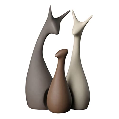 LGYKUMEG Keramische Katze Handwerk Dekoration Familie, Statuette Porzellan Katze, Tier Keramik Handwerk Kunst Figuren für geschirrdekoration,3pcs von LGYKUMEG