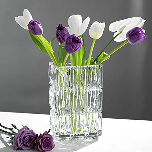 LGYKUMEG Klare Book Vase aus Glas Tulpenvase Rechteckige Blumenvase Glas Modern Vase Kleine Vasen für Tisch Hochzeit Schlafzimmer Büro Dekorationen,Clear,M von LGYKUMEG