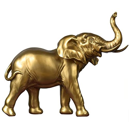 LGYKUMEG Polyresin Elefant Statue,Wohnkultur-Statue,Glückselefant Goldene Kreative Statue,Home Office Dekor Deko Figuren Für Wohnzimmer,Gold,33 * 16 * 26cm von LGYKUMEG