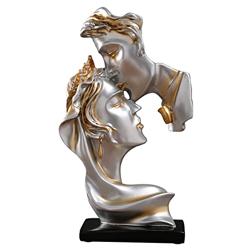 LGYKUMEG Skulptur Deko Modern Wohnzimmer Deko Statue Schweigen Ist Gold Modern Abstrakte Kunst Dekoration Hochzeitsfeier Büro Bar Schlafzimmer Romant,Silber von LGYKUMEG