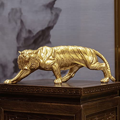 LGYKUMEG Tiger Figur, Chinesische Sternzeichen Tiger Modell Statue,Schreibtisch-Dekoration Statue Deko,Feng Shui Reichtum Glücksbringer Tiger,Home Office Sammlung Geschenk,Gold,40 * 11 * 12cm von LGYKUMEG