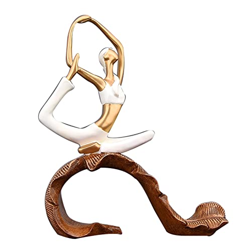 LGYKUMEG Yoga Figur deko,Wohnzimmer Statue,Abstrakt Yoga Frau Figur,Wohnzimmer Schlafzimmer Büro Dekoration, Buch Regal TV Stand-Skulpturen,Hochzeitstag Geschenke Für Frauen,Weiß,D von LGYKUMEG