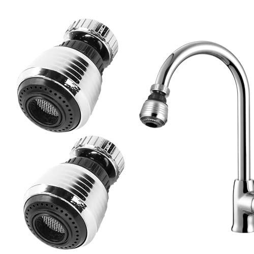 Schwenkbarer Küchenarmatur-Sprühkopf, Spüle Wasserhahnkopf Ersatz Universal Einstellbar 360 Grad Küchenarmatur Belüfter 2 Modi Wasserhahn Sprüher Aufsatz mit Düsenadaptern für Badezimmer Küche (1) von LGYUWER