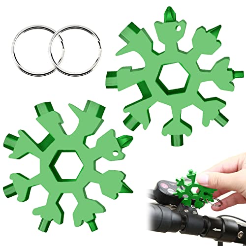 18-in-1 Schneeflocken Multitool, Geschenke für Männer, Schneeflocken-Multitool, Multifunktionswerkzeug Edelstahl, Weihnachtsgeschenke, Coole Werkzeug Kleine Geschenk für Papa, Mann (Grün2) von LGZIN