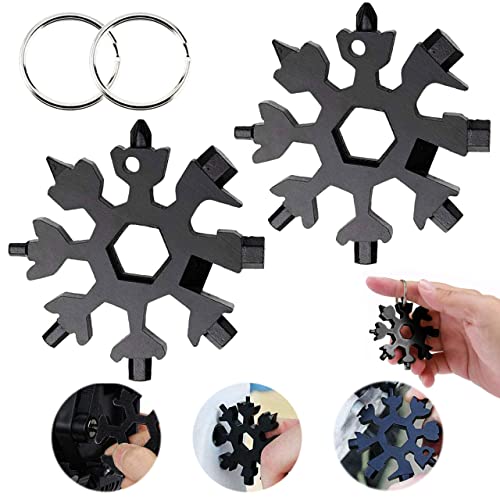 18-in-1 Schneeflocken Multitool, Geschenke für Männer, Schneeflocken-Multitool, Multifunktionswerkzeug Edelstahl, Weihnachtsgeschenke, Coole Werkzeug Kleine Geschenk für Papa, Mann (Schwarz2) von LGZIN