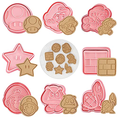 Keksausstecher Kinder, 8 Stück 3D Plätzchenausstecher, Keks Ausstechform Set, Ausstecher Kunststoff, 3D Ausstecher Set, Cookie Cutter, für Keksteig, Fondant, Donut, Kuchendekoration(E) von LGZIN