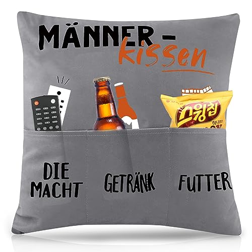 LGZIN Kissenbezug Lustige Männer mit 3 Taschen, Zierkissenbezug, Dekokissen Kissenbezug, Geschenkkissenbezüge zum selber Befüllen, Kissenhülle Geschenk für Papa, Vatertag Geburtstag (45 x 45cm) von LGZIN