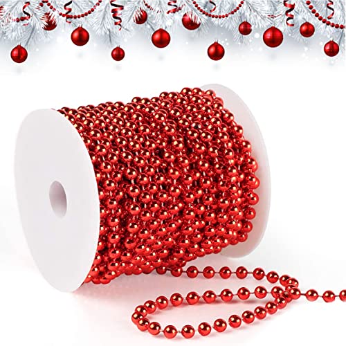 Perlengirlande Weihnachten, Perlenband Christbaumkette, Christbaum Perlenkette, Perlenschnur Weihnachten, Perlenkette für Weihnachtsbaum, Tisch Deko, Hochzeit Perlenschnur(Rot, 15M) von LGZIN