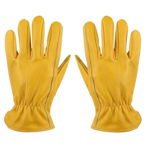 LHAODDUO 1 ODER 3 Paar Leder-Arbeitshandschuhe for Männer und Frauen, Rindsleder, DIY, Yardwork, BAU(3 Pairs) von LHAODDUO