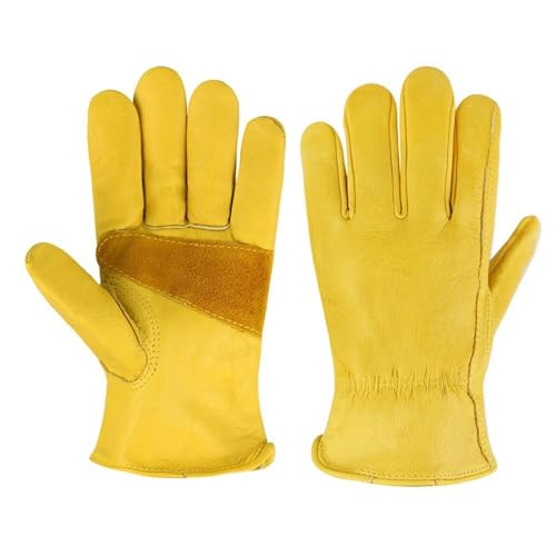 LHAODDUO 2 Paar Arbeitshandschuhe aus Rindsleder for die Gartenarbeit(M) von LHAODDUO