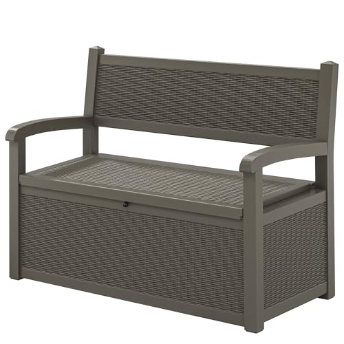 LHBGO Aufbewahrungsbank für Terrassenmöbel mit Armlehne, Bank, für den Außenbereich, wasserabweisend, Deckbox für Gartengeräte, Poolaufbewahrung und Outdoor-Kissen, Grau LHBGO Aufbewahrungsbank für Terrassenmöbel mit Armlehne, Bank, für den Außenbereich, wasserabweisend, Deckbox für Gartengeräte, Poolaufbewahrung und Outdoor-Kissen, Grau von LHBGO