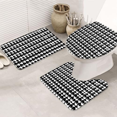 Badteppich-Set, Hahnentrittmuster, U-förmige WC-Bodenmatte, rutschfeste Mikrofaser-Badematten + WC-Deckelbezug, weich, saugfähig, Badematte für Heimdekoration Badteppich-Set, Hahnentrittmuster, U-förmige WC-Bodenmatte, rutschfeste Mikrofaser-Badematten + WC-Deckelbezug, weich, saugfähig, Badematte für Heimdekoration von LHBWCVN