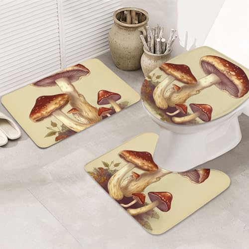Essbare Badezimmerteppich-Sets im Vintage-Stil, 3-teilig, U-förmige WC-Bodenmatte + rutschfeste Mikrofaser-Badematten + WC-Deckelbezug, weich, saugfähig, Badteppich, Teppich für Heimdekoration Essbare Badezimmerteppich-Sets im Vintage-Stil, 3-teilig, U-förmige WC-Bodenmatte + rutschfeste Mikrofaser-Badematten + WC-Deckelbezug, weich, saugfähig, Badteppich, Teppich für Heimdekoration von LHBWCVN