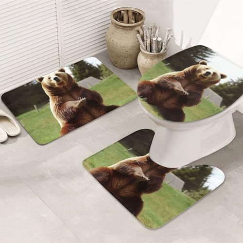 Hi Bear Badezimmerteppich-Set, 3-teilig, U-förmige WC-Bodenmatte + rutschfeste Mikrofaser-Badematten + WC-Deckelbezug, weich, saugfähig, Badteppich, Teppich für Heimdekoration Hi Bear Badezimmerteppich-Set, 3-teilig, U-förmige WC-Bodenmatte + rutschfeste Mikrofaser-Badematten + WC-Deckelbezug, weich, saugfähig, Badteppich, Teppich für Heimdekoration von LHBWCVN