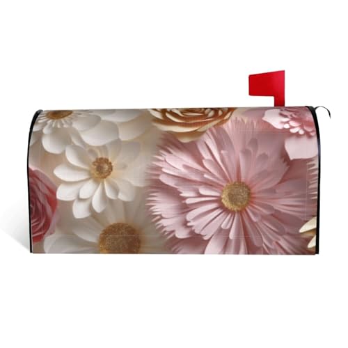 LHBWCVN Briefkasten-Abdeckung, Motiv: Weißgold, Blumen, magnetische Briefkasten-Abdeckung, dekorative Willkommensbriefkasten-Abdeckung für Garten, Hof, Standard-Briefkasten-Dekoration, 64,8 x 53,3 cm von LHBWCVN