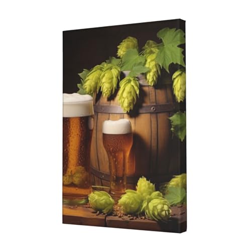 LHBWCVN Leinwand-Kunst, Bier- und Hopfenzapfen, Poster, Wohnzimmerdekoration, Gemälde, dekorativer Wandbehang, Bilddruck, modernes Schlafzimmer, Malerei, Poster, Raumästhetik, 30,5 x 45,7 cm von LHBWCVN