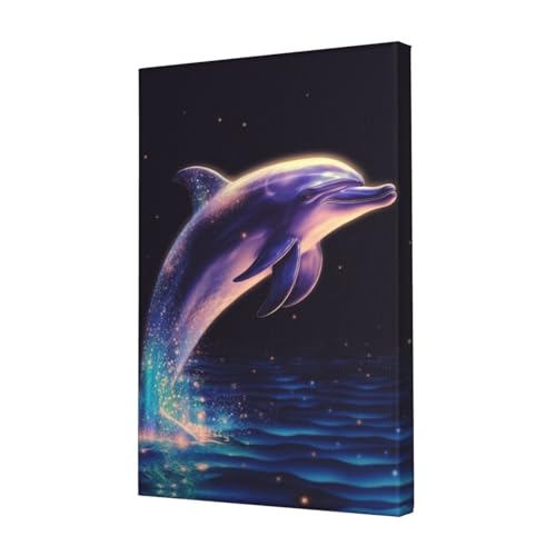 LHBWCVN Leinwand-Kunst, Glitzer-Delfin-Poster, Wohnzimmer-Dekoration, Gemälde, dekorativer Wandbehang, Bilddruck, modernes Schlafzimmer, Malerei, Poster, Raumästhetik, 30,5 x 45,7 cm von LHBWCVN