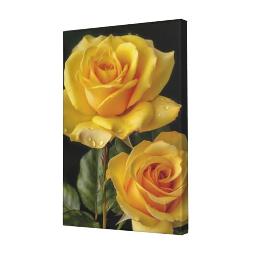 LHBWCVN Leinwand-Kunst, gelbe Rose, Poster, Wohnzimmerdekoration, Gemälde, dekorativer Wandbehang, Bilddruck, modernes Schlafzimmer, Malerei, Poster, Raumästhetik, 30,5 x 45,7 cm von LHBWCVN