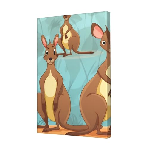LHBWCVN Leinwand-Kunst, lustig, für Känguru-Zoo, Poster, Wohnzimmer-Dekoration, Gemälde, dekorativer Wandbehang, Bilddruck, modernes Schlafzimmer, Malerei, Poster, Raumästhetik, 30,5 x 45,7 cm von LHBWCVN