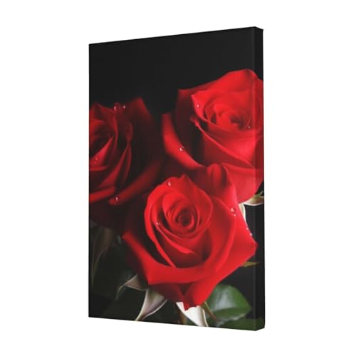 LHBWCVN Leinwand-Kunst, rote Rosen, Poster, Wohnzimmerdekoration, Gemälde, dekorativer Wandbehang, Bilddruck, modernes Schlafzimmer, Malerei, Poster, Raumästhetik, 30,5 x 45,7 cm von LHBWCVN