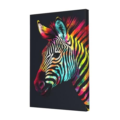 LHBWCVN Leinwand-Wandkunst, buntes Regenbogen-Zebra-Poster, Wohnzimmerdekoration, Gemälde, dekorativer Wandbehang, Bilddruck, modernes Schlafzimmer, Malerei, Poster, Raumästhetisch, 30,5 x 45,7 cm von LHBWCVN