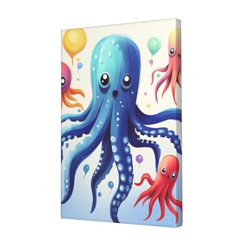 LHBWCVN Leinwand-Wandkunst, buntes Tintenfisch-Poster, Wohnzimmerdekoration, Gemälde, dekorativer Wandbehang, Bilddruck, modernes Schlafzimmer, Malerei, Poster, Raumästhetisch, 30,5 x 45,7 cm von LHBWCVN
