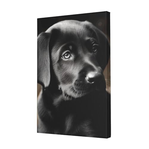 Leinwand-Kunst, schwarzer Labrador, Welpe, Poster, Wohnzimmer-Dekoration, Gemälde, dekorativer Wandbehang, Bilddruck, modernes Schlafzimmer, Malerei, Poster, Raumästhetik, 30,5 x 45,7 cm von LHBWCVN