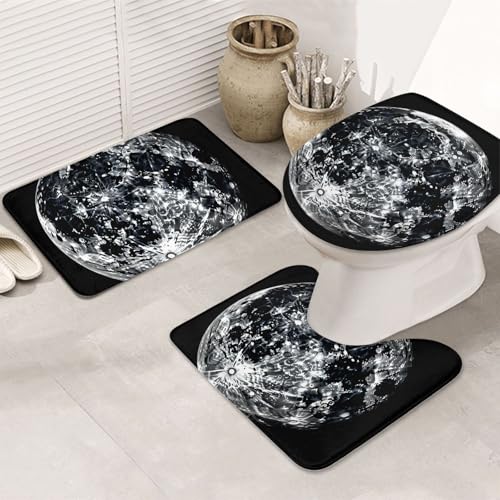 Moon Badezimmerteppich-Set, U-förmige WC-Bodenmatte + rutschfeste Mikrofaser-Badematten + WC-Deckelbezug, weich, saugfähig, Badteppich, Teppich für Heimdekoration Moon Badezimmerteppich-Set, U-förmige WC-Bodenmatte + rutschfeste Mikrofaser-Badematten + WC-Deckelbezug, weich, saugfähig, Badteppich, Teppich für Heimdekoration von LHBWCVN