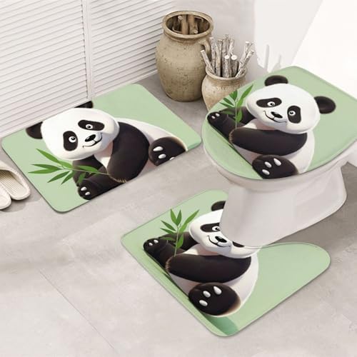 Niedliches Panda-Badezimmerteppich-Set, U-förmige WC-Bodenmatte + rutschfeste Mikrofaser-Badematten + WC-Deckelbezug, weich, saugfähig, Badteppich, Teppich für Heimdekoration Niedliches Panda-Badezimmerteppich-Set, U-förmige WC-Bodenmatte + rutschfeste Mikrofaser-Badematten + WC-Deckelbezug, weich, saugfähig, Badteppich, Teppich für Heimdekoration von LHBWCVN