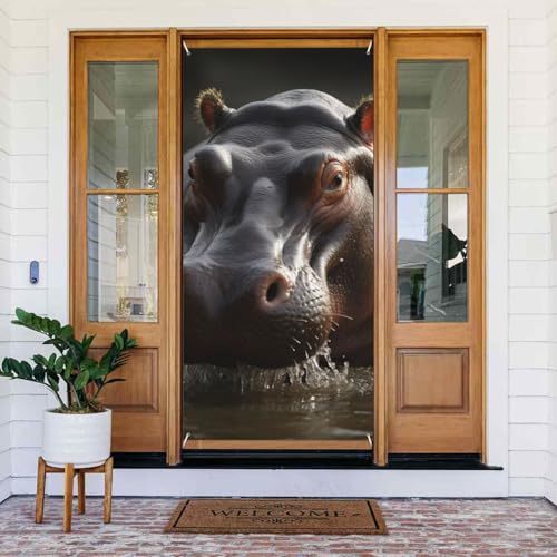 Nilpferd-Türabdeckung, Dekorationen, Willkommens-Türbanner Hintergrund, saisonaler Frühling, Sommer, Veranda, Banner, Schild, Fotohintergrund für Innen- und Außenbereich, Party-Dekoration, 180 x 80 cm Nilpferd-Türabdeckung, Dekorationen, Willkommens-Türbanner Hintergrund, saisonaler Frühling, Sommer, Veranda, Banner, Schild, Fotohintergrund für Innen- und Außenbereich, Party-Dekoration, 180 x 80 cm von LHBWCVN