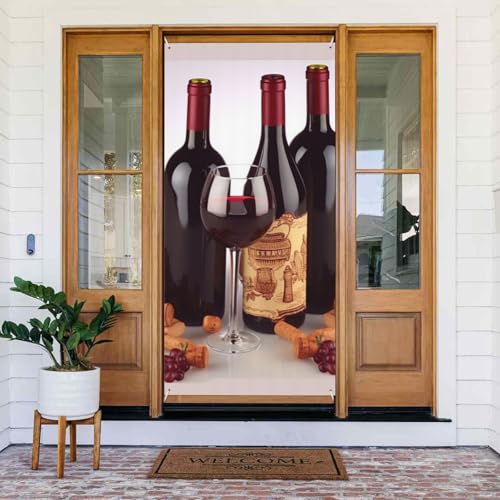 Rotwein-Türabdeckung, Dekorationen, Willkommens-Türbanner Hintergrund, saisonaler Frühling, Sommer, Veranda, Banner, Schild, Fotohintergrund für Innen- und Außenbereich, Party-Dekoration, 180 x 80 cm Rotwein-Türabdeckung, Dekorationen, Willkommens-Türbanner Hintergrund, saisonaler Frühling, Sommer, Veranda, Banner, Schild, Fotohintergrund für Innen- und Außenbereich, Party-Dekoration, 180 x 80 cm von LHBWCVN