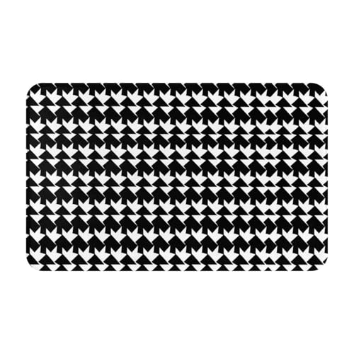 Schmutzfangmatte 49,5 x 80 cm, rutschfest, waschbar, Eingangsmatte, Hahnentrittmuster, schwarz, Fußmatten für drinnen und draußen, saugfähig, Willkommensmatte, flaches Profil, Fußmatten, Flanell von LHBWCVN