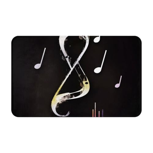 Schmutzfangmatte 49,5 x 80 cm rutschfest waschbar Eingangsmatte Musiknoten Fußmatten Indoor Outdoor saugfähige Willkommensmatte Niedriges Profil Fußmatten Flanell Badematte Teppich von LHBWCVN