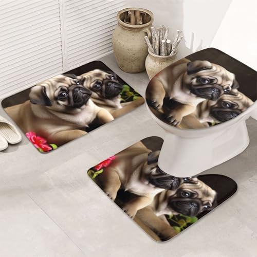 Welpen-Badezimmerteppich-Set, 3-teilig, U-förmige WC-Bodenmatte + rutschfeste Mikrofaser-Badematten + WC-Deckelbezug, weich, saugfähig, Badteppich, Teppich für Heimdekoration Welpen-Badezimmerteppich-Set, 3-teilig, U-förmige WC-Bodenmatte + rutschfeste Mikrofaser-Badematten + WC-Deckelbezug, weich, saugfähig, Badteppich, Teppich für Heimdekoration von LHBWCVN