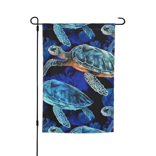 Gartenflagge, 30,5 x 45,7 cm, doppelseitig, wetterbeständig, vertikale Flaggen für draußen, blaue Meeresschildkröte im Ozean, Willkommensflagge, Frühlingsflagge für Rasen, Terrasse, Dekoration von LHCVSFGW