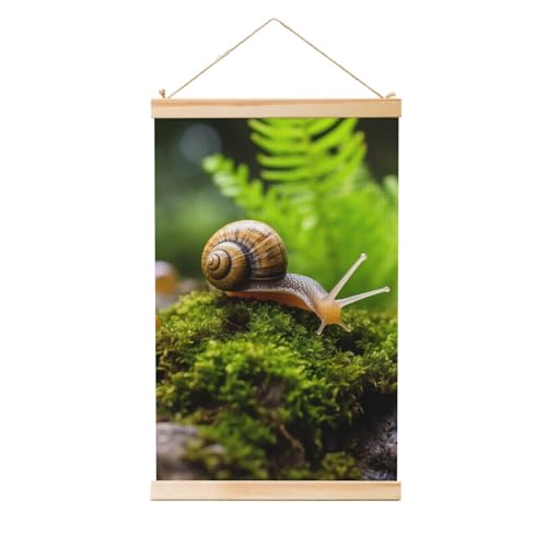 LHCVSFGW Posteraufhänger, Holzschaft, hängende Poster, Schnecke, kriechende Schnecke, Leinwand-Kunstwerk, moderne Wandkunstdrucke mit Holzrahmen, Kunstmalerei, fertig zum Aufhängen, für Zuhause von LHCVSFGW