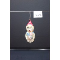 Antiker Deutscher Glas Handbemalter Clown Weihnachtsschmuck [862] von LHDCollections