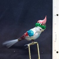 Antikes Glas Handbemalt Nymphensittich Papagei Vogel Weihnachtsschmuck von LHDCollections