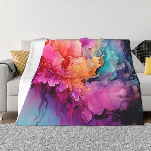 Bunte Aquarellmalerei-Überwurfdecke, leicht, superweich, Flanell-Decken, gemütlich, warm, Mikro-Fleece-Decken, Heimdekoration für Couch, Sofa, Bett, Wohnzimmer, 203 x 152 cm Bunte Aquarellmalerei-Überwurfdecke, leicht, superweich, Flanell-Decken, gemütlich, warm, Mikro-Fleece-Decken, Heimdekoration für Couch, Sofa, Bett, Wohnzimmer, 203 x 152 cm von LHDGBNV