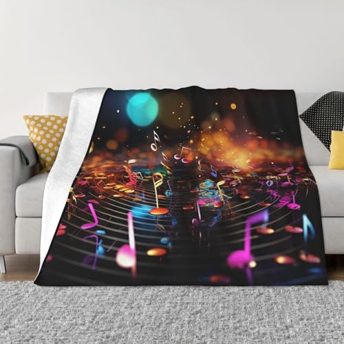Bunte Überwurfdecke mit Musiknoten, leicht, superweich, Flanell, gemütlich, warm, Mikrofleece-Decken, Heimdekoration für Couch, Sofa, Bett, Wohnzimmer, 152,4 x 127,7 cm Bunte Überwurfdecke mit Musiknoten, leicht, superweich, Flanell, gemütlich, warm, Mikrofleece-Decken, Heimdekoration für Couch, Sofa, Bett, Wohnzimmer, 152,4 x 127,7 cm von LHDGBNV