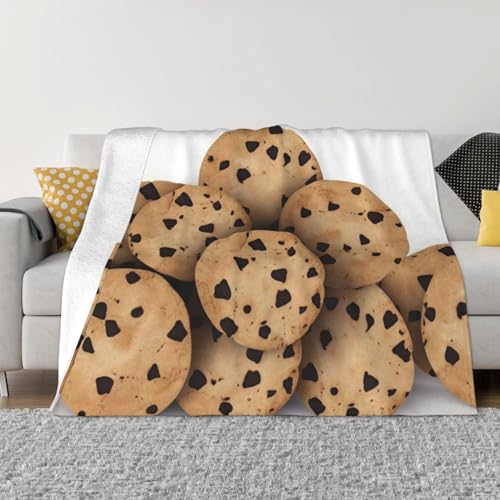 Cookies Food, Überwurfdecke mit Schokoladenstückchen, leicht, superweich, Flanelldecken, gemütlich, warm, Mikrofleece-Decken, Heimdekoration für Couch, Sofa, Bett, Wohnzimmer, 101,6 x 76,2 cm von LHDGBNV